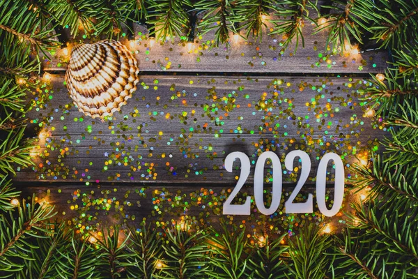 熱帯の休日のコンセプトと新年2020装飾 — ストック写真