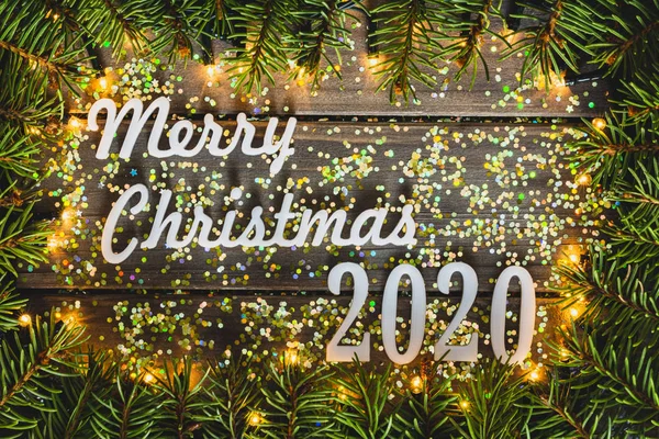 Natal Decoração Ano Novo Com Palavras Feliz Natal 2020 Imagem — Fotografia de Stock