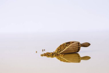 Polen taneleri ile ahşap kepçe, uzay görüntü kopyalamak