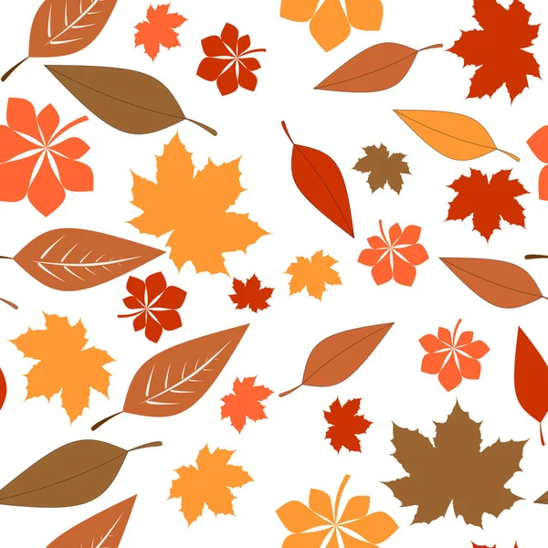 在白色背景上的秋叶无缝模式 — 图库照片