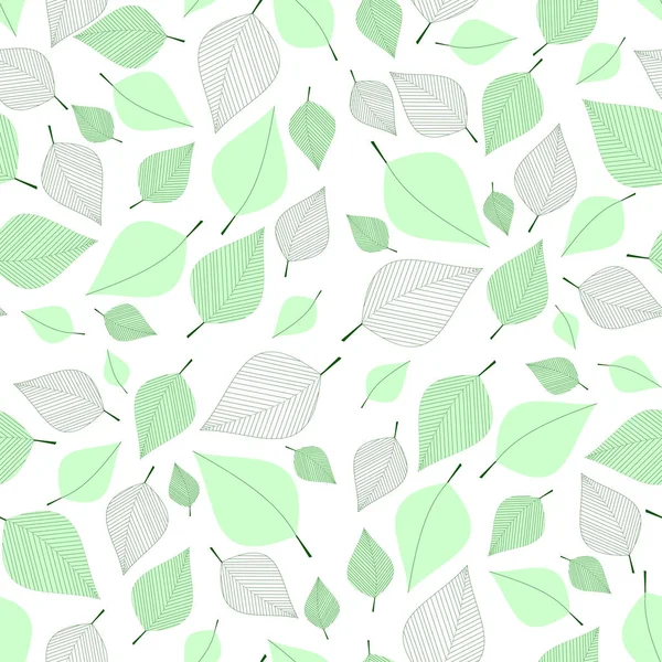 Nahtloser Hintergrund Mit Grünen Blättern Grünen Blättern Mit Linien Blattmuster — Stockfoto