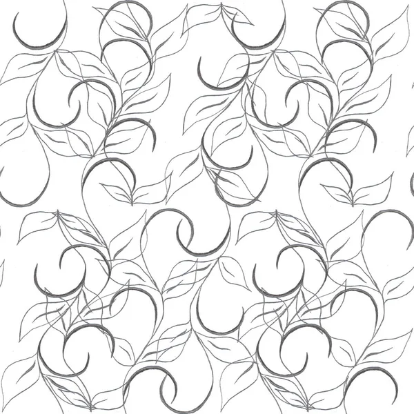 Seamless Pattern Flowers Leaves — Stock Photo, Image