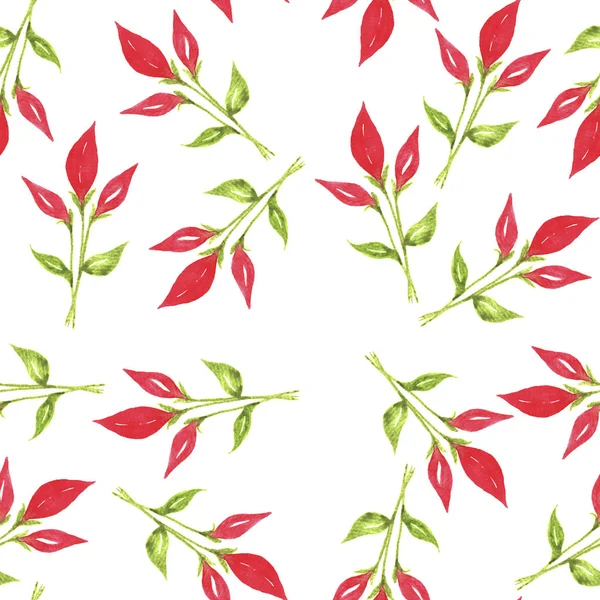 Nahtloses Muster Mit Aquarell Rotem Blumenstrauß — Stockfoto