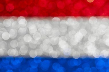 Soyut vatanseverlik bayrağı Bokeh ışıkları, kırmızı beyaz ve mavi parıltılı parlayan parlayan arka plan