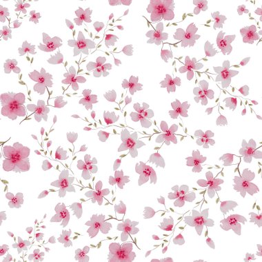 suluboya desensiz, kiraz çiçekli, beyaz, çiçekli, pembe çiçekli, sakura suluboya çiçekli kiraz ağacı desenli.