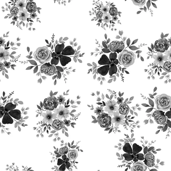 Conjunto Elementos Diseño Floral Patrón Repetición Sin Costuras Con Ramo — Foto de Stock