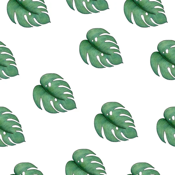 seamless pattern with tropical leaves, tropical summer background for fabric, wrapping or wallpaper, cute hand drawn illustration