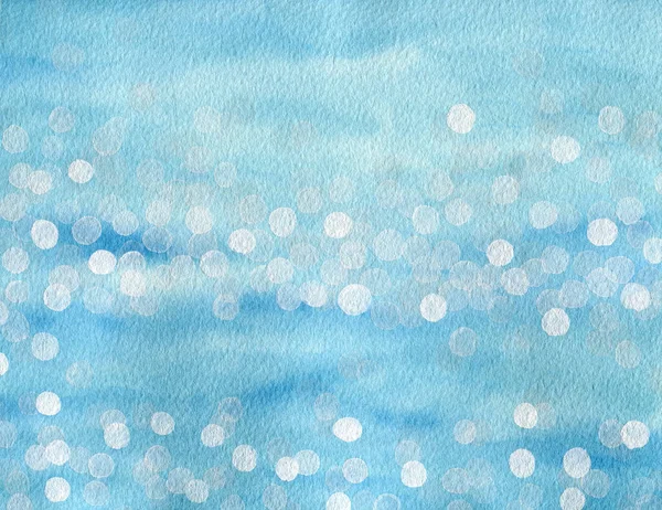 Summer Ocean Background Shiny Bokeh Lights Watercolor Ocean Sea Illustration — Stock Photo, Image