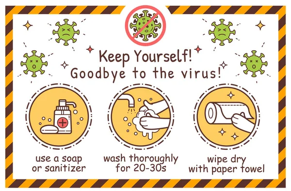 Çocuk Önleme Bilgileri Posteri. Elini dezenfektanla ya da sabunla yıka. Pandemik Coronavirus (COVID-19). Çocuklar için Simge, Web, Poster, Yapıştırma, Yerleşim.