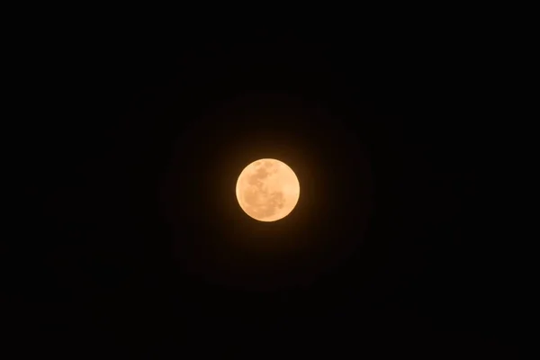 Lua Cheia Laranja Céu Escuro Fundo Lua Cheia — Fotografia de Stock