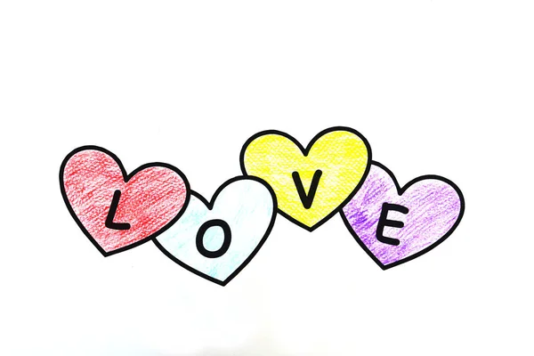 Herzpapiermalerei in Liebe — Stockfoto