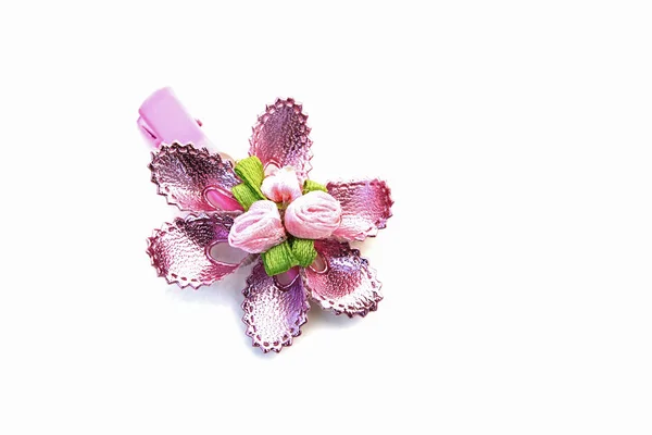 Tecido rosa flor hairpin — Fotografia de Stock