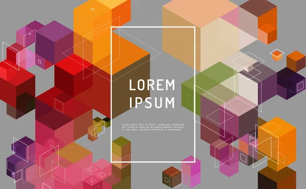 Composición Moderna Con Cubo Multicolor — Archivo Imágenes Vectoriales
