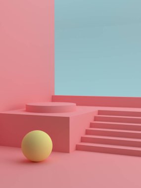 Soyut pembe kompozisyon podyum, ürün için şablon. Modern kapak tasarımı.