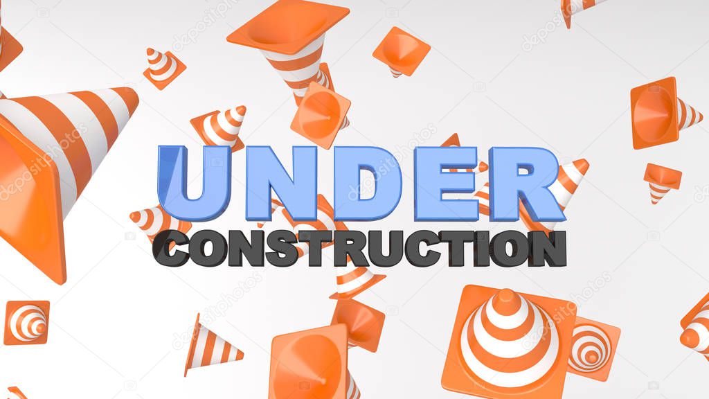 Under construction page background 3d rendering