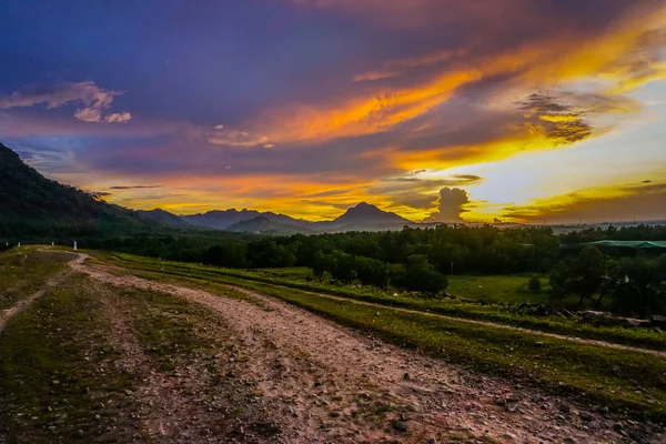 Purwakarta, West Java, Indonesia (03/30/2018) : The view in Jatiluhur Dam with beautiful sunset