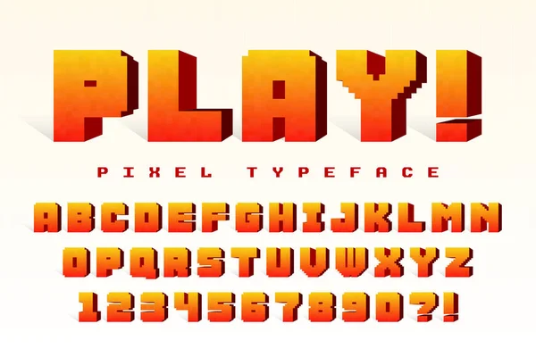 Pixel Vector Font Design Estilizado Como Jogos Bits Alto Contraste —  Vetores de Stock