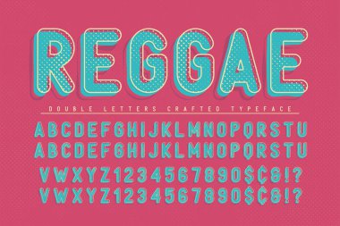 Reggae condensed display font popart design, alphabet, letters clipart