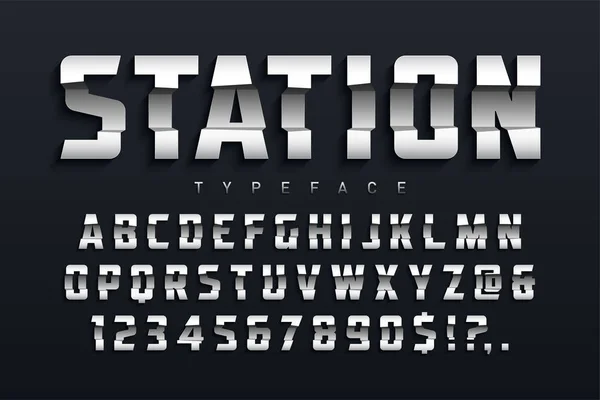 Estação Futurista Exibir Design Tipográfico Alfabeto Script Esporte Fonte Tipografia —  Vetores de Stock