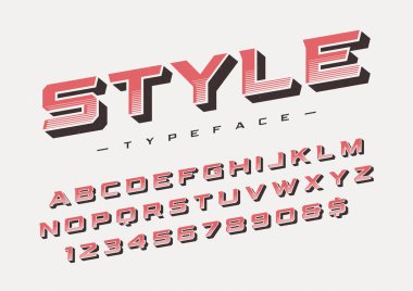 Stil trendy retro ekran yazı tipi tasarımı, alfabe, yazı, harfler ve sayılar, tipografi.