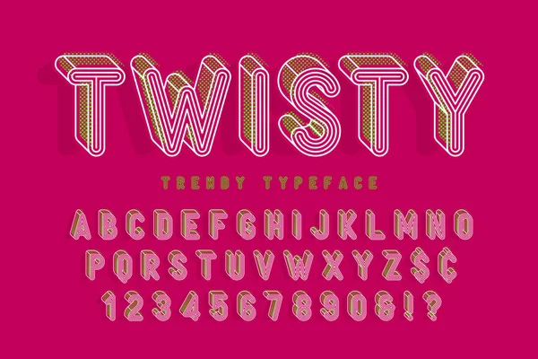 Strisce 3d visualizzazione font popart design, alfabeto, lettere — Vettoriale Stock