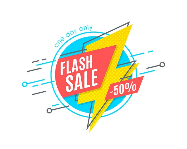 Flash eladó promóciót banner, lapos kivitel, ár cédula — Stock Vector