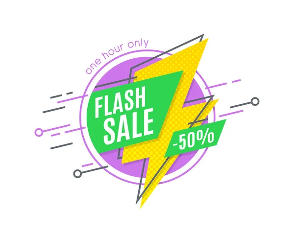 Banner promoção venda Flash, design plano, etiqueta de preço — Vetor de Stock