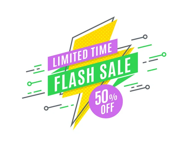 Banner promoção venda Flash, design plano, etiqueta de preço — Vetor de Stock