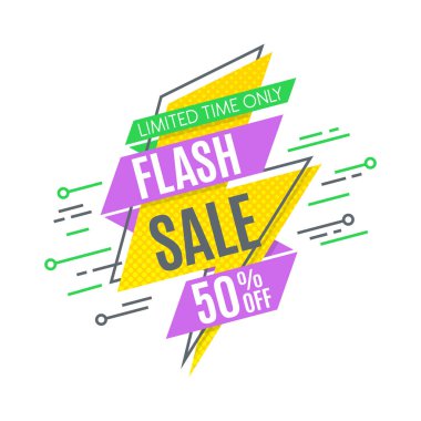 Flash satış promosyon afiş, düz tasarım, fiyat etiketi
