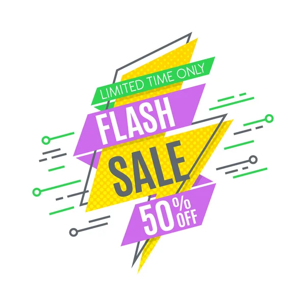 Flash eladó promóciót banner, lapos kivitel, ár cédula — Stock Vector