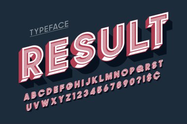 Vitage 3d ekran yazı tipi tasarımı, alfabe, mektuplar