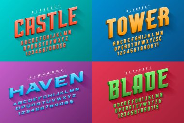 Vektör yazı tipleri tasarım, sıkıştırılmış özgün görüntü kümesi alfabesi