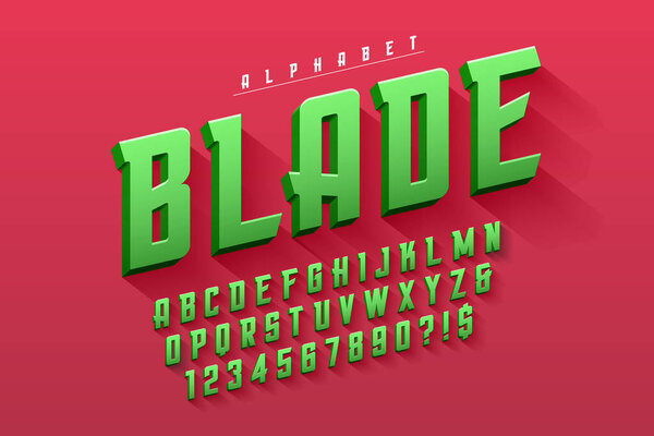 Vector condensed original display font design, alphabet, character set. Easy swatch color control.