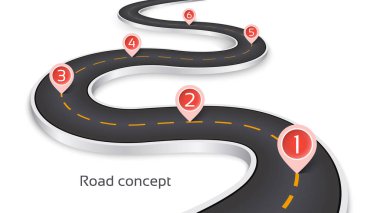 Beyaz bir arka plan üzerinde 3D yol Infographic konsepti sarma