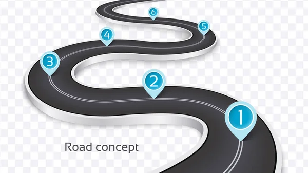Slingrande 3d road infographic koncept på en vit bakgrund — Stock vektor