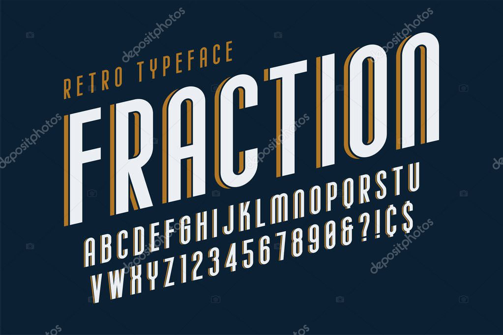 Trendy vintage display font design, alphabet, typeface, letters and numbers, typography. Swatch color control