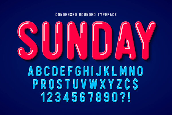 Flat bubble comical font design, colorful alphabet