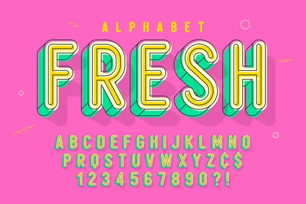 Diseño de fuente lineal cómico, alfabeto colorido, tipografía — Archivo Imágenes Vectoriales