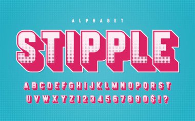 Renkli yarım ton vektör büyük harf, alfabe, typ tarz