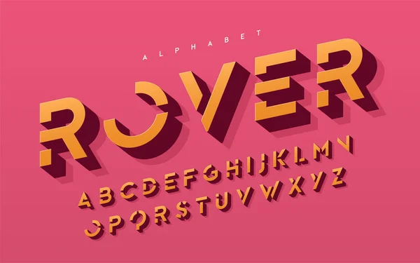 Lettres majuscules 3d stylisées, alphabet, police de caractères, typographie . — Image vectorielle