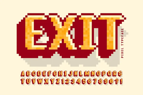 Pixel vector font design, estilizado como em jogos de 8 bits . — Vetor de Stock