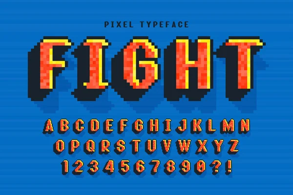 픽셀 벡터 글꼴 디자인, 8 비트 게임에서 같은 양식. — 스톡 벡터