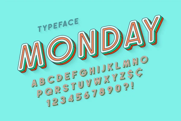 Comical linear font design, colorful alphabet, typeface — Stock Vector