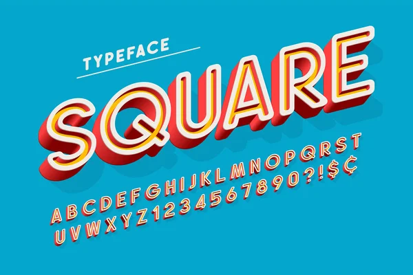 Trendy 3d font design, colorful alphabet, typeface. — Stock Vector