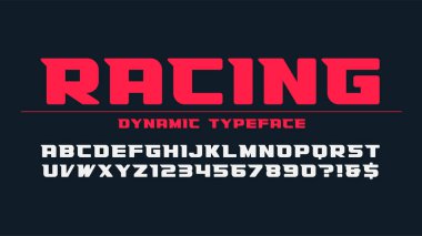 Yarış ekran yazı tipi tasarımı, alfabe, yazı, mektuplar 