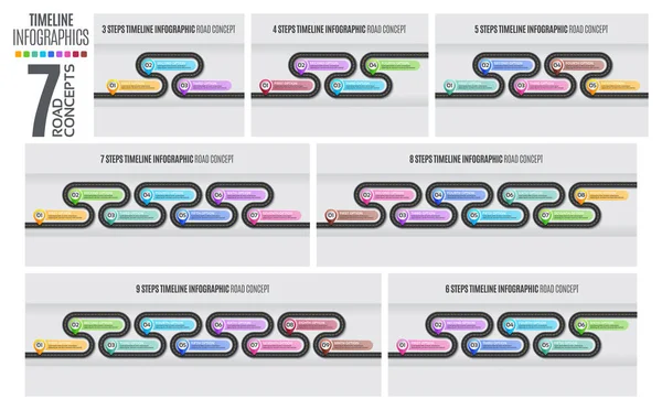 Carte de navigation infographie chronologie sinueuse concept de route . — Image vectorielle