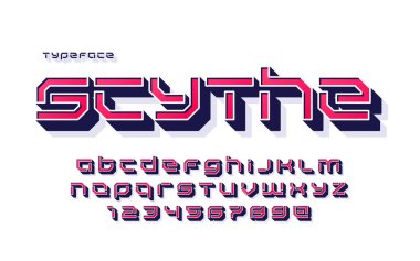 Vektör şablonu fütüristik bilimkurgu alfabesi, yaratıcı karakterler seti