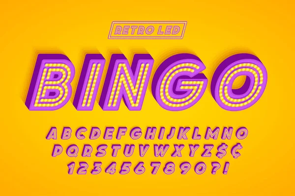 Retro led şeritli yazı tipi tasarımı, harfler ve sayılar.