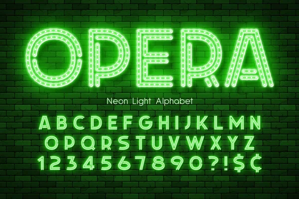 Neonlicht 3d Alphabet, LED extra leuchtende Schrift. — Stockvektor