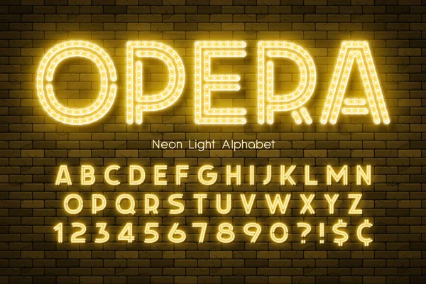 Neon ljus 3D alfabetet, LED extra glödande Font. — Stock vektor